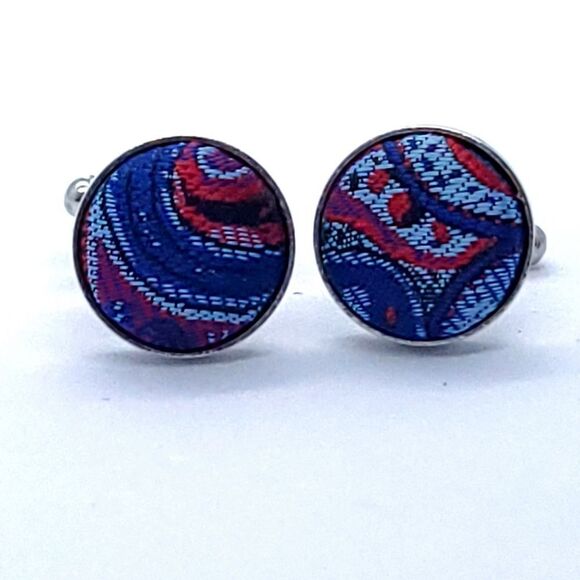 Bow Tie Pocket Square Cufflink 3pc Set Red Paisley Wedding Formal Prom Tux - Picture 8 of 11